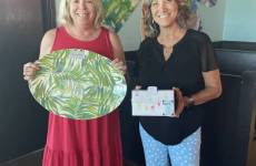 Marilyn won a Tommy Bahama platter. And Diane won also!