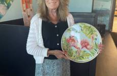 Maggie won a flamingo platter!🦩