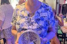 Jeanne picked up some bowls that actually match her shirt.